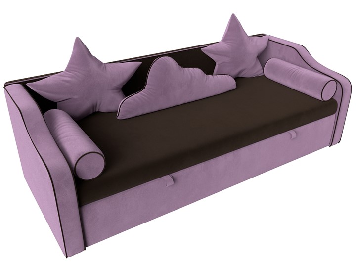 Диван-кровать Рико, Коричневый/Сиреневый (Микровельвет) в Элисте - изображение 4