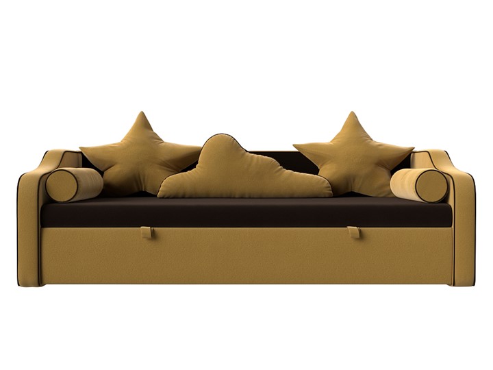 Диван-кровать Рико, Коричневый/Желтый (Микровельвет) в Элисте - изображение 1
