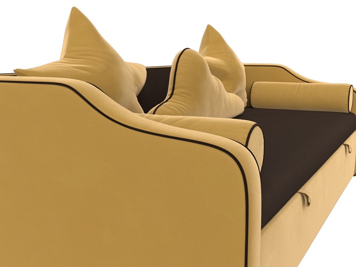 Диван-кровать Рико, Коричневый/Желтый (Микровельвет) в Элисте - изображение 3