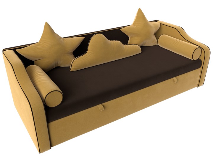 Диван-кровать Рико, Коричневый/Желтый (Микровельвет) в Элисте - изображение 4