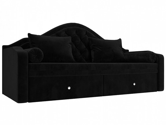 Диван-кровать Сойер, Черный (Велюр) в Элисте - изображение
