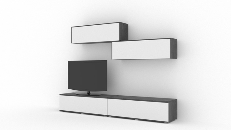 Гостиный гарнитур Куб (Cube), цвет Белый софт, Черный ясень в Элисте - изображение 1