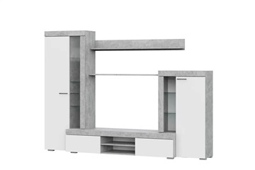 Набор мебели в гостиную МГС-5, цемент светлый/белый в Элисте - предосмотр
