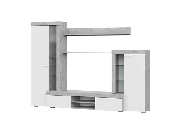 Набор мебели в гостиную МГС-5, цемент светлый/белый в Элисте - изображение