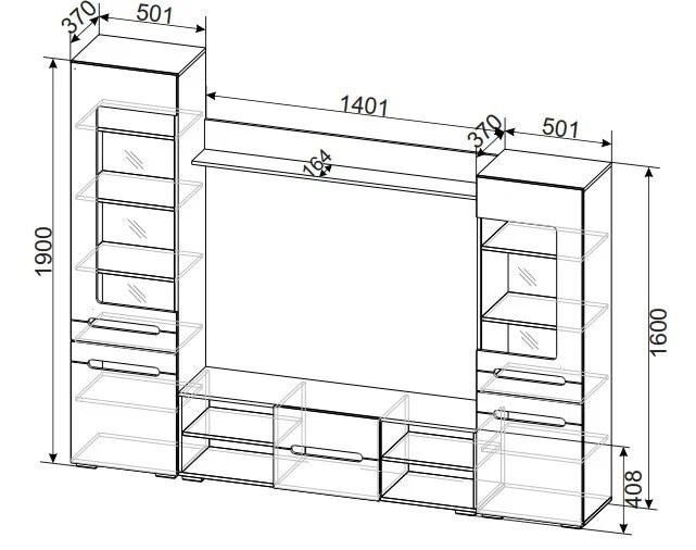 Набор мебели в гостиную МГС-6, венге/белый глянец в Элисте - изображение 3