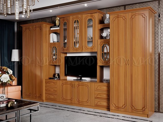 Гостиный гарнитур Альберт со шкафами, глянцевый в Элисте - изображение