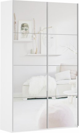 Шкаф-купе Прайм (Зеркало/Зеркало) 1200x570x2300, белый снег в Элисте - изображение