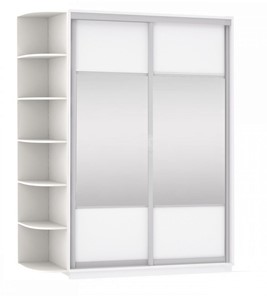 Шкаф 2-х дверный Экспресс (Комби), со стеллажом 1900x600x2400, белый снег в Элисте - предосмотр