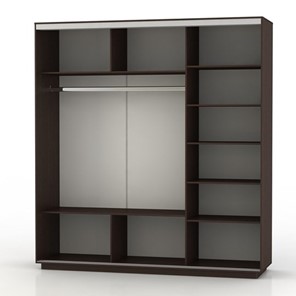 Шкаф 3-створчатый Экспресс (ДСП/Зеркало/ДСП) со стеллажом, 2100х600х2200, венге в Элисте - предосмотр 1