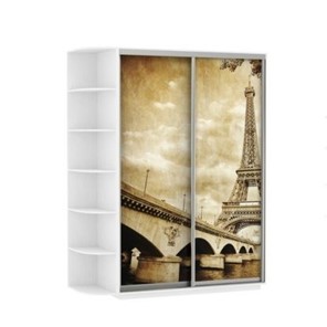 Шкаф 2-х дверный Экспресс 1700x600x2200, со стеллажом, Париж/белый снег в Элисте