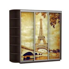 Шкаф 3-х створчатый Экспресс со стеллажом, 2700х600х2400, Париж/венге в Элисте - предосмотр
