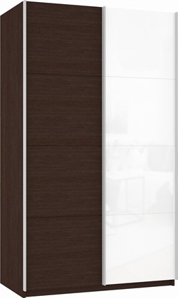 Шкаф двухдверный Прайм (ДСП/Белое стекло) 1200x570x2300, венге в Элисте - изображение