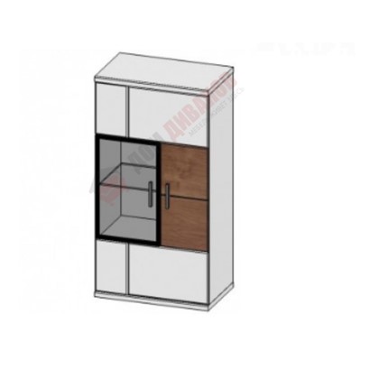 Шкаф навесной со стеклом Корано, правый, Бм.Кор-11, белый экспо/ольха текстурная в Элисте - изображение