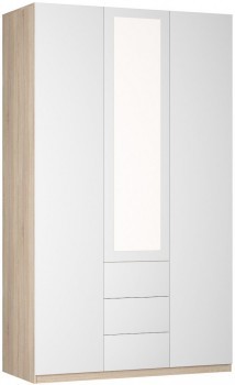 Шкаф распашной Реал (Push to open; R-198х135х60-3-PO-М), с зеркалом в Элисте - изображение