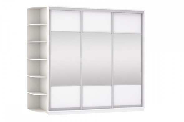 Шкаф 3-дверный Экспресс (Комби), со стеллажом 2700х600х2400, белый снег в Элисте - изображение