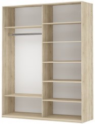 Шкаф 2-х створчатый Прайм (Зеркало/Белое стекло) 1200x570x2300, дуб сонома в Элисте - изображение 1