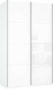 Шкаф-купе 2-х дверный Прайм (ДСП/Белое стекло) 1200x570x2300, белый снег в Элисте