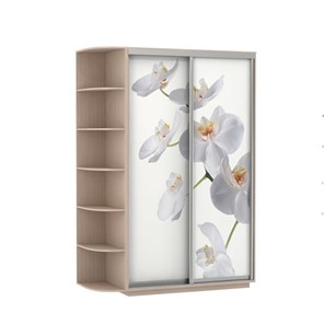 Шкаф 2-створчатый Экспресс 1500x600x2400, со стеллажом, Орхидея белая/дуб молочный в Элисте