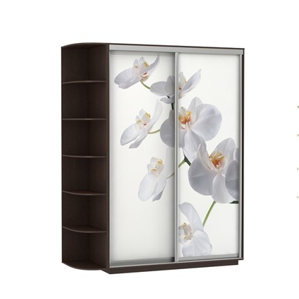 Шкаф 2-х створчатый Экспресс 1900x600x2200, со стеллажом, Орхидея белая/венге в Элисте - изображение