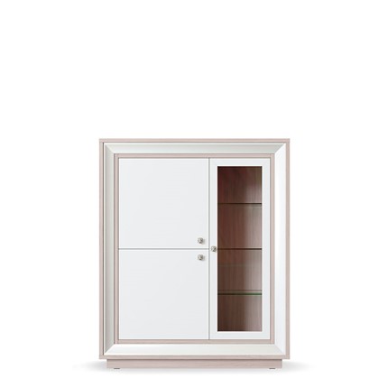 шкаф 3-х дверный (1 стеклодверь) низкий Прато 1179, Ясень светлый \ жемчуг в Элисте - изображение
