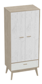 Шкаф для одежды Калгари, Дуб натуральный светлый/Белый матовый в Элисте