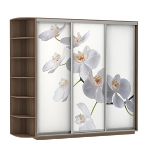 Шкаф Экспресс со стеллажом, 2700х600х2200, Орхидея белая/шимо темный в Элисте