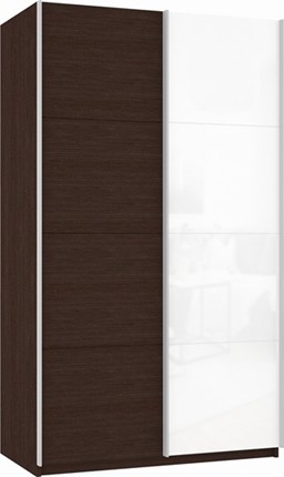 Шкаф 2-дверный Прайм (ДСП/Белое стекло) 1600x570x2300, венге в Элисте - изображение