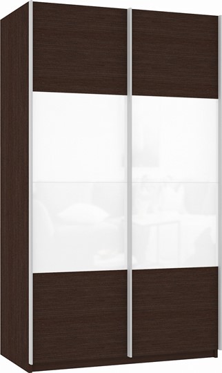 Шкаф двухдверный Прайм (ДСП/Белое стекло) 1200x570x2300, венге в Элисте - изображение 2