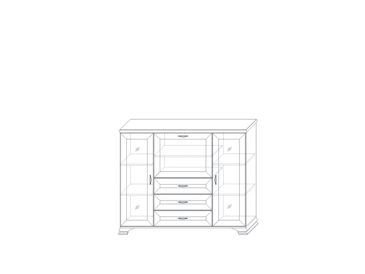 Низкий шкаф (2 стеклодвери) Сиена, Бодега белый / патина золото в Элисте - изображение 1