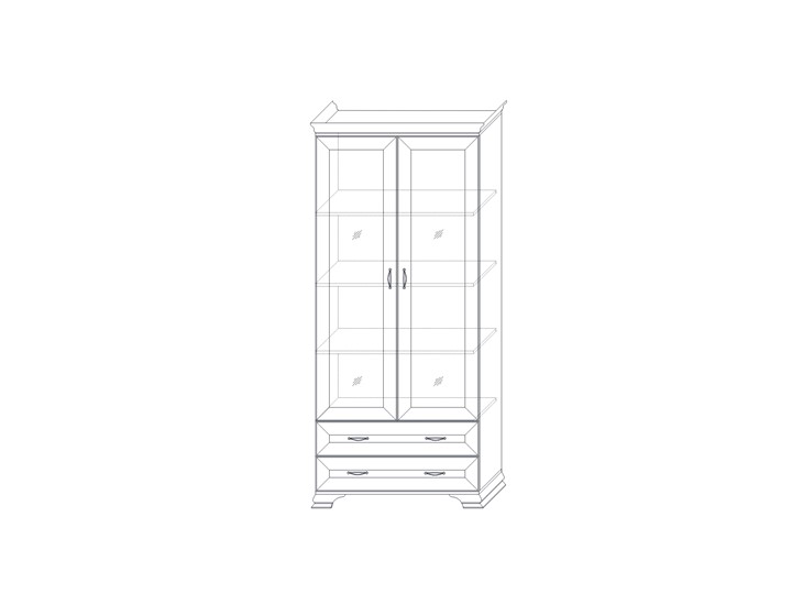 Шкаф (2 стеклодвери) Сиена, Бодега белый / патина золото в Элисте - изображение 1