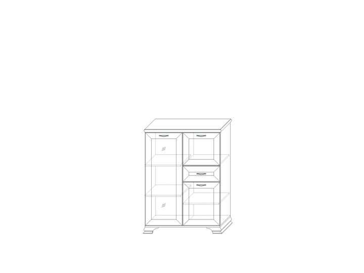 Низкий шкаф (1 стеклодверь) Сиена, Бодега белый / патина золото в Элисте - изображение 1