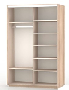 Шкаф 2-х створчатый Экспресс (ДСП/Зеркало) со стеллажом 1500х600х2400, шимо светлый в Элисте - предосмотр 1