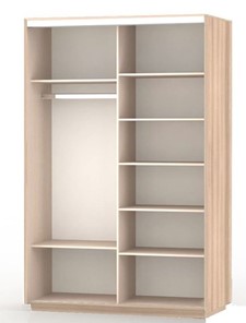 Шкаф 2-дверный Экспресс (ДСП/Зеркало), со стеллажом, 1900х600х2400, дуб молочный в Элисте - предосмотр 1