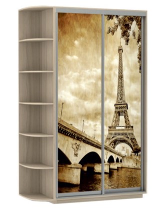 Шкаф 2-х створчатый Хит, 1500x600x2200, фотопечать, со стеллажом, париж, шимо светлый в Элисте - изображение