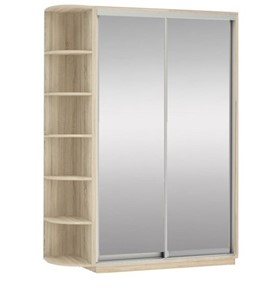 Шкаф 2-х створчатый Экспресс (2 зеркала), со стеллажом 1700x600x2400, дуб сонома в Элисте - предосмотр