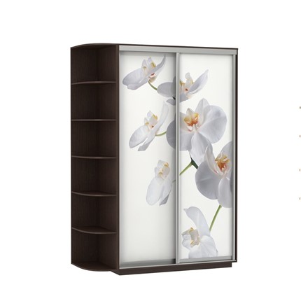 Шкаф Экспресс 1500x600x2200, со стеллажом, Орхидея белая/венге в Элисте - изображение