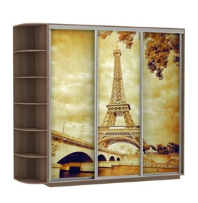 Шкаф трехдверный Экспресс со стеллажом, 2100х600х2200, Париж/шимо темный в Элисте