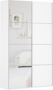Шкаф 2-створчатый Прайм (ДСП/Зеркало) 1400x570x2300, белый снег в Элисте