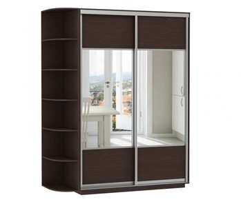 Шкаф 2-дверный Экспресс (Комби), со стеллажом 1500x600x2200, венге в Элисте - предосмотр