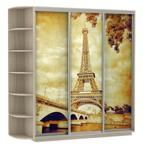 Шкаф 3-х дверный Экспресс со стеллажом, 2400х600х2200, Париж/шимо светлый в Элисте