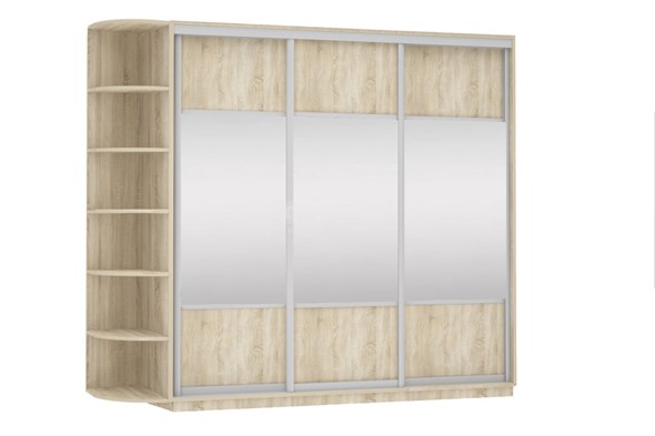 Шкаф 3-створчатый Экспресс (Комби), со стеллажом 2100х600х2400, дуб сонома в Элисте - изображение