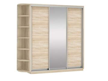 Шкаф 3-х створчатый Экспресс (ДСП/Зеркало/ДСП) со стеллажом, 2100х600х2200, дуб сонома в Элисте - предосмотр