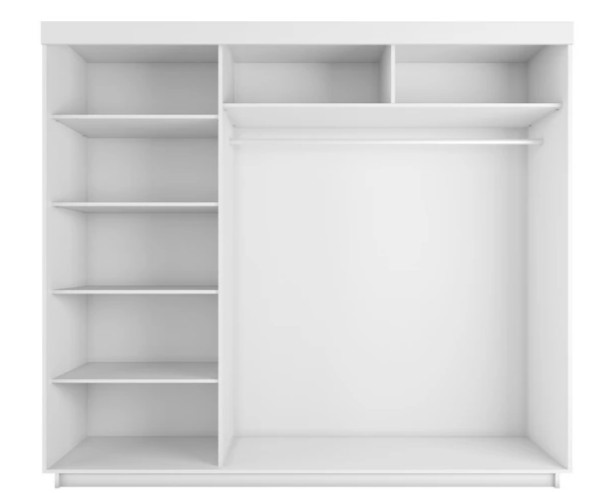Шкаф 3-х створчатый Лайт (2 ДСП/Зеркало) 1800х595х2120, Белый Снег в Элисте - изображение 1