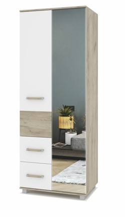 Распашной шкаф В-24, Серый дуб/Белый в Элисте - изображение