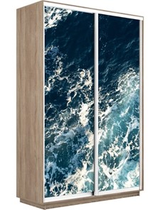 Шкаф 2-створчатый Экспресс 1200x450x2400, Морские волны/дуб сонома в Элисте