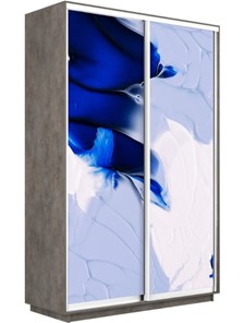Шкаф 2-створчатый Экспресс 1400x450x2200, Абстракция бело-голубая/бетон в Элисте