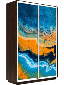 Шкаф 2-створчатый Экспресс 1400x450x2400, Абстракция оранжево-голубая/венге в Элисте