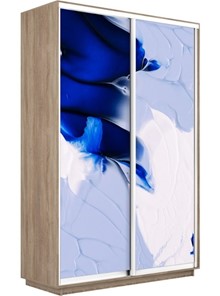 Шкаф 2-х створчатый Экспресс 1400x600x2200, Абстракция бело-голубая/дуб сонома в Элисте - предосмотр