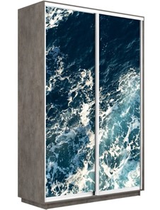 Шкаф 2-створчатый Экспресс 1400x600x2200, Морские волны/бетон в Элисте - предосмотр