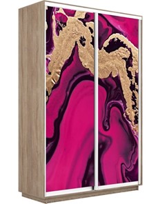 Шкаф 2-створчатый Экспресс 1400x600x2400, Абстракция розовая/дуб сонома в Элисте